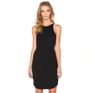 Revolve LNA Elise Mini Dress Black Rib Knit Sleeveless Jersey High Neck Small